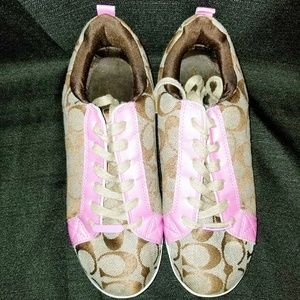 Women's Coach Sneakers Pink & Brown Size 9 1/2